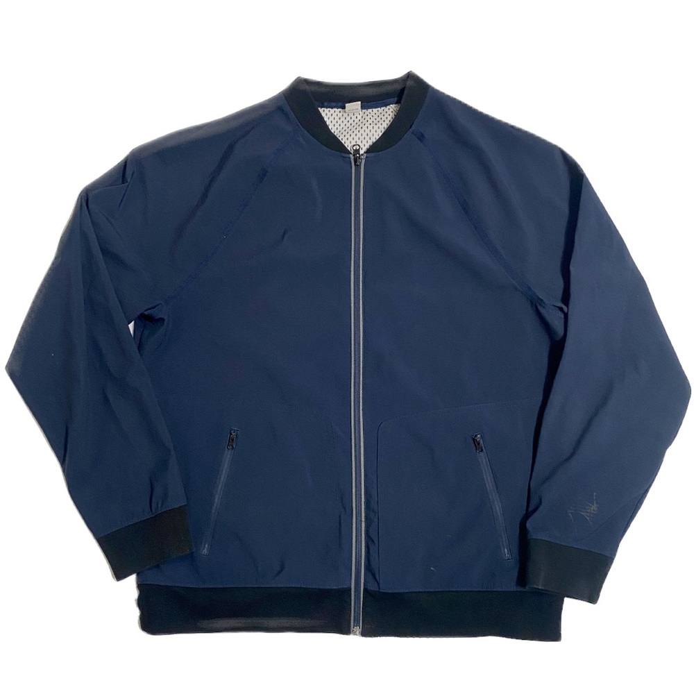 Old Navy Bomber Jacket Polyester Regular XL Blue Men Softshell Polyester Solid